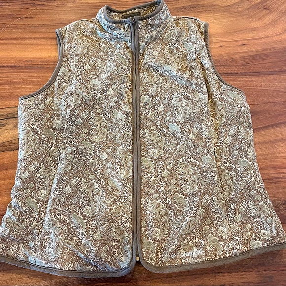 Columbia Women’s River Resort Wingbeat Micro-Suede Vest Paisley Tan L Gorpcore - Picture 1 of 12